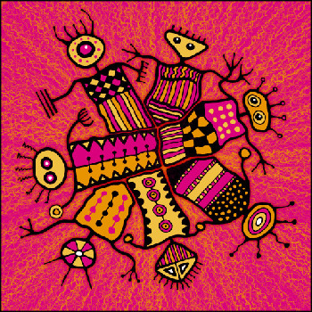 Drawing of spirit men symbols in circle